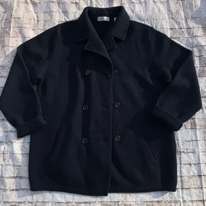 Vintage Lord & Taylor large pure wool navy blue cardigan  sweater